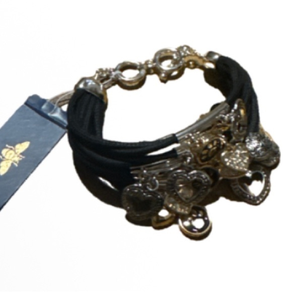 Elegant Silver and Black dog lovers Charm Bracelet